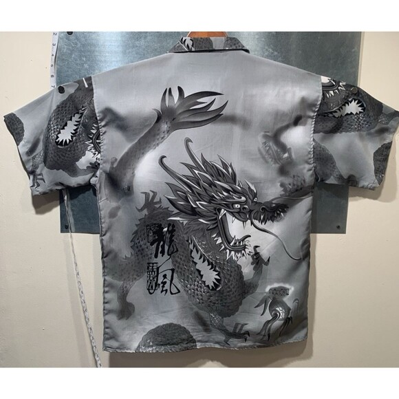 Ringo Sport No Contest Microfiber M Gray Graphic Asian Dragon Camp Y2K Retro - Picture 13 of 16